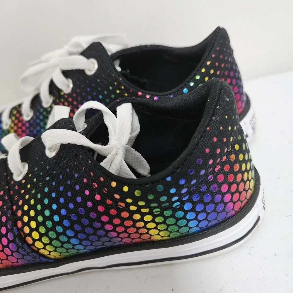 Converse All Star Kids SZ 4 Rainbow‎ Metallic Polka Dot Low Top Sneakers 666310F